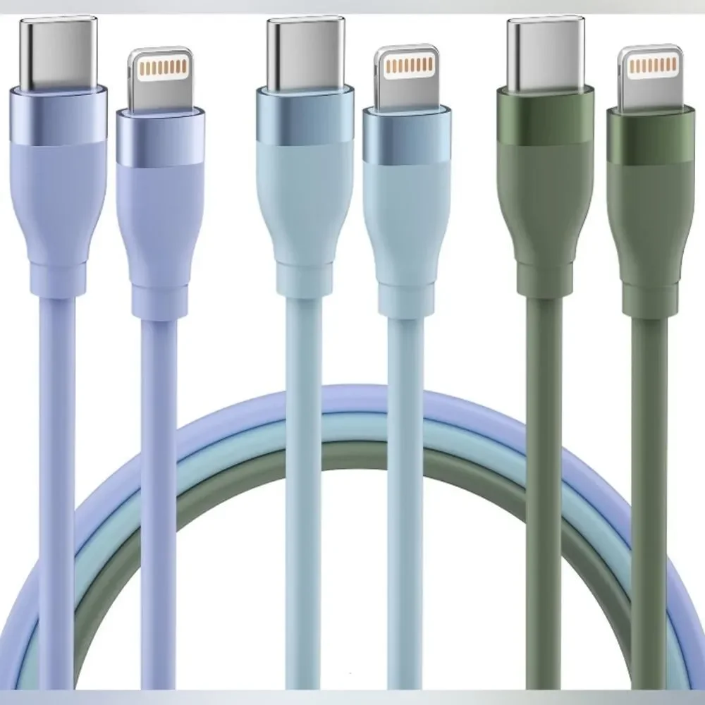 3 x 6 Feet Apple MFi Certified iPhone Lightening Cable Fast Charging USB